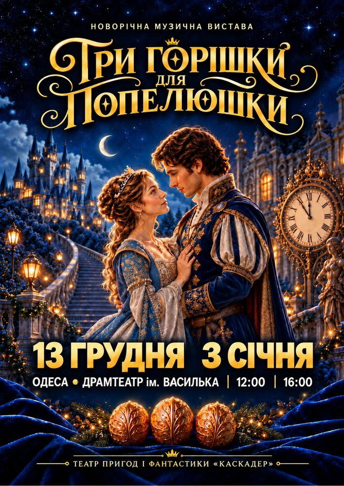 Новорічна музична вистава «Три горішки для Попелюшки» Одеса