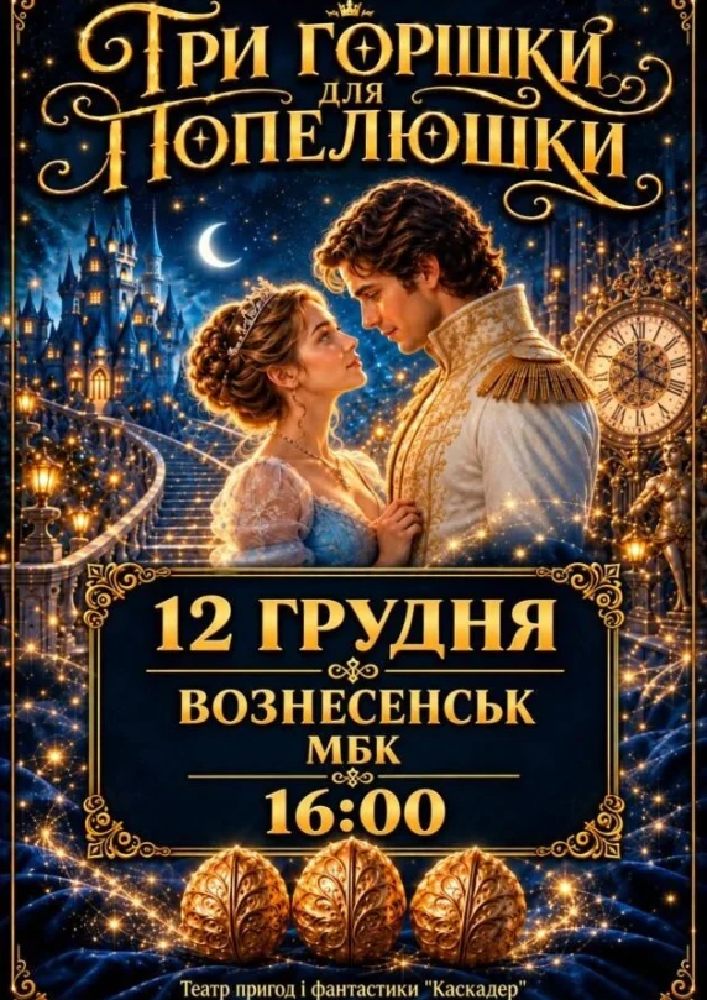 Новорічна музична вистава «Три горішки для Попелюшки»  Вознесенськ