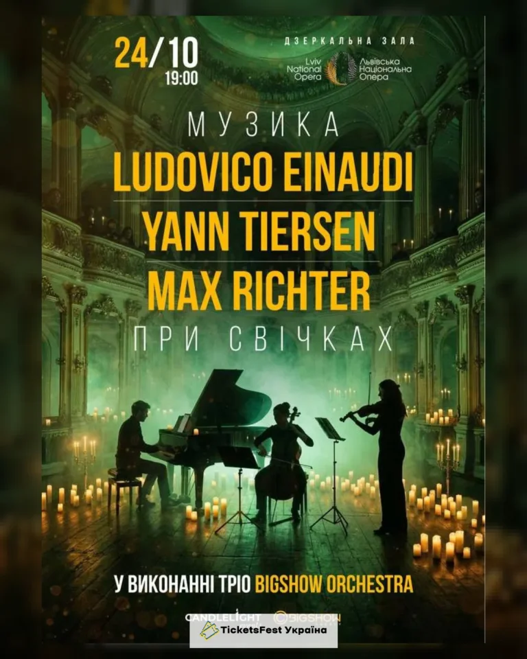 Неокласика при свічках: Ludovico Einaudi, Yann Tiersen, Max Richter. Львів.
