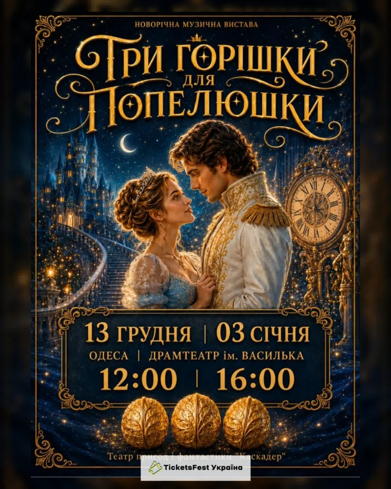 Новорічна музична вистава «Три горішки для Попелюшки» Одеса